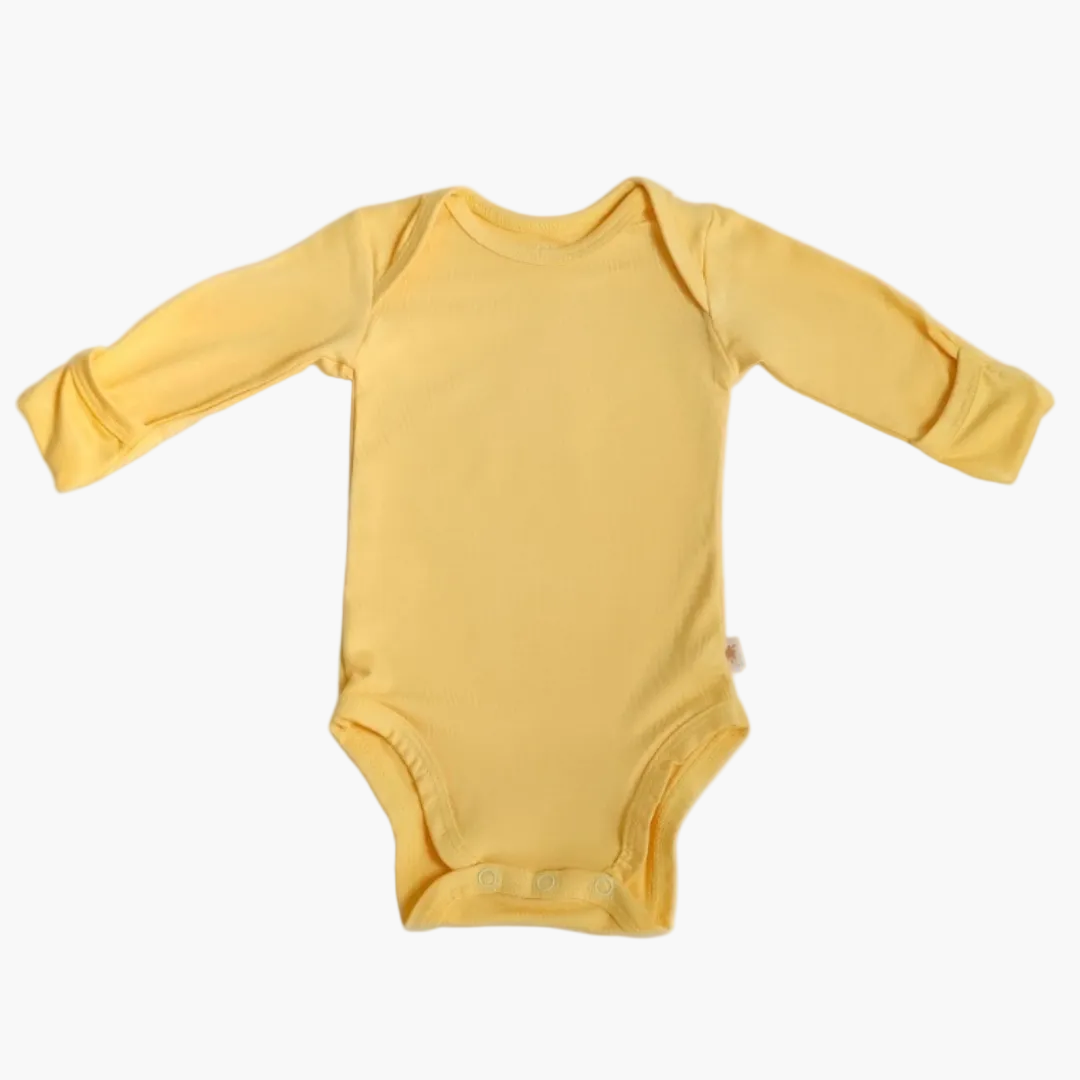 Body manga longa para recém-nascido em viscose amarelo Tutum