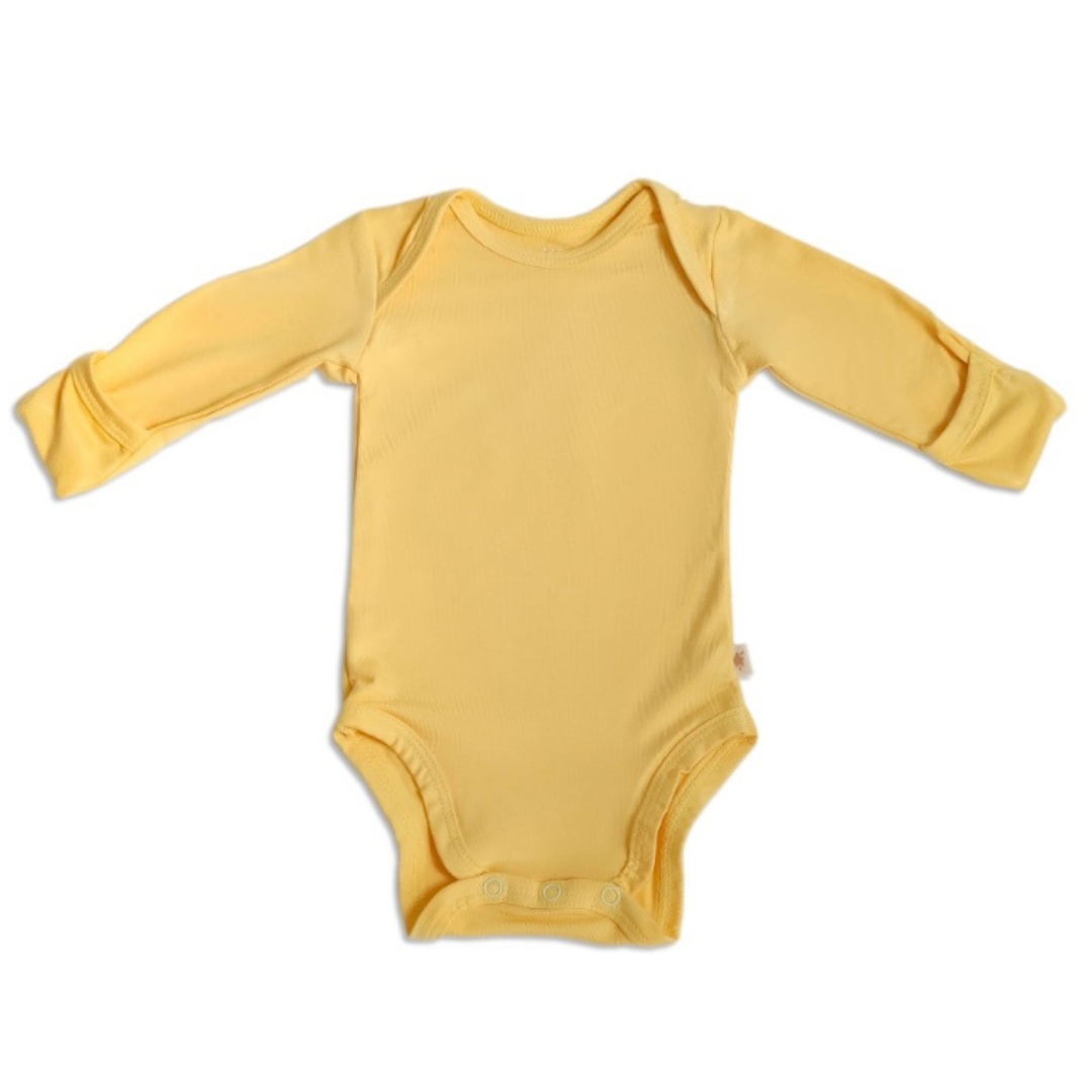 body manga longa bebê amarelo viscose hipoalergênica Tutum