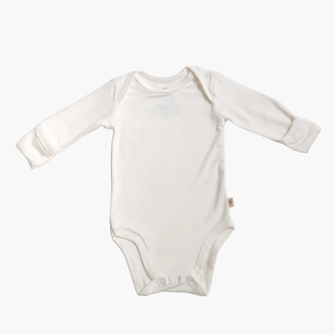 Body manga longa para recém-nascido em viscose off-white Tutum
